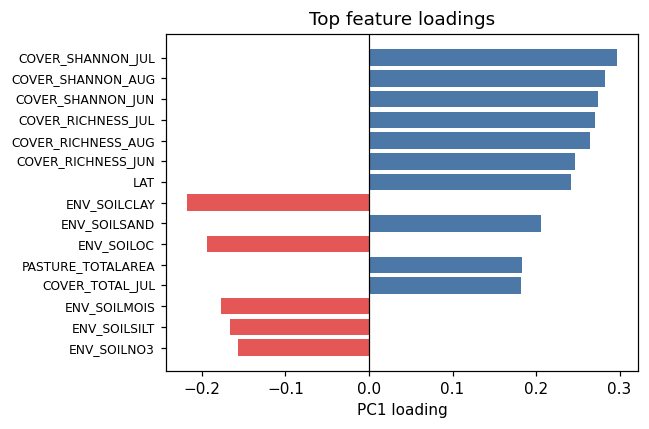 Top feature loadings
