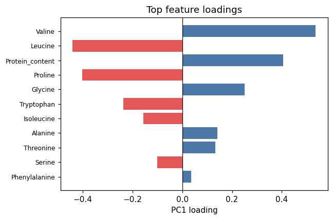 Top feature loadings